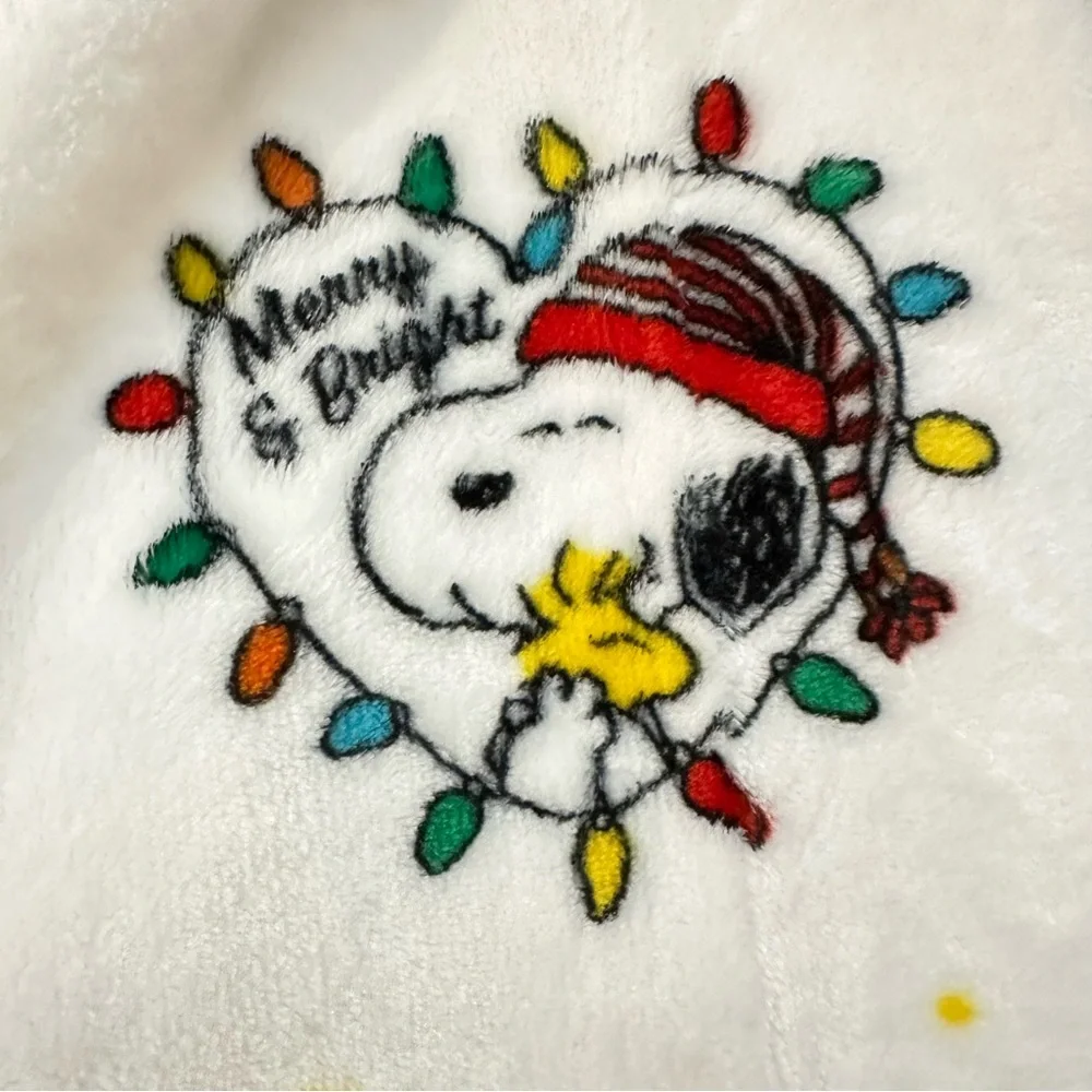PEANUTS Snoopy Woodstock Christmas Lights Soft Throw Blanket 50